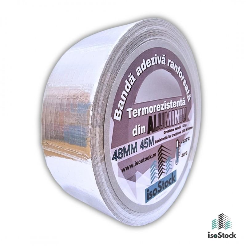 Bandă Adezivă Ranforsată din Aluminiu Termorezistentă 48 mm × 45 m