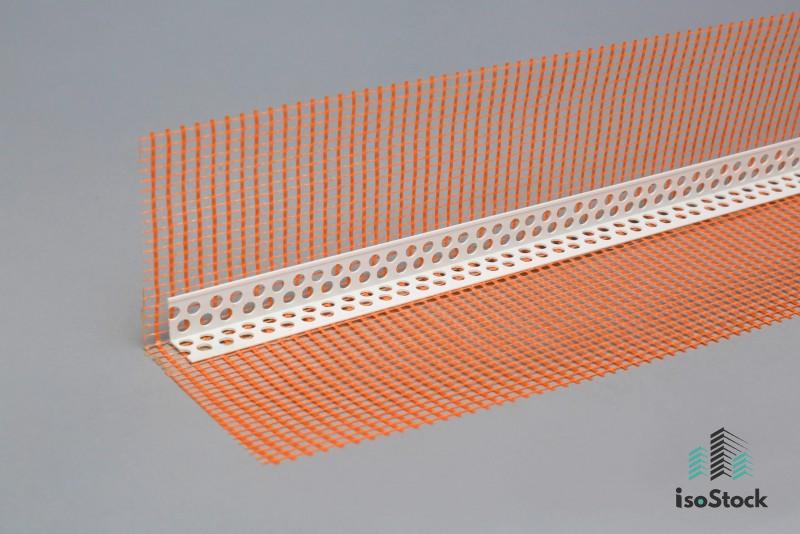 Profil colț PVC 20 × 20mm cu plasă 10 × 10 cm, 2.5m