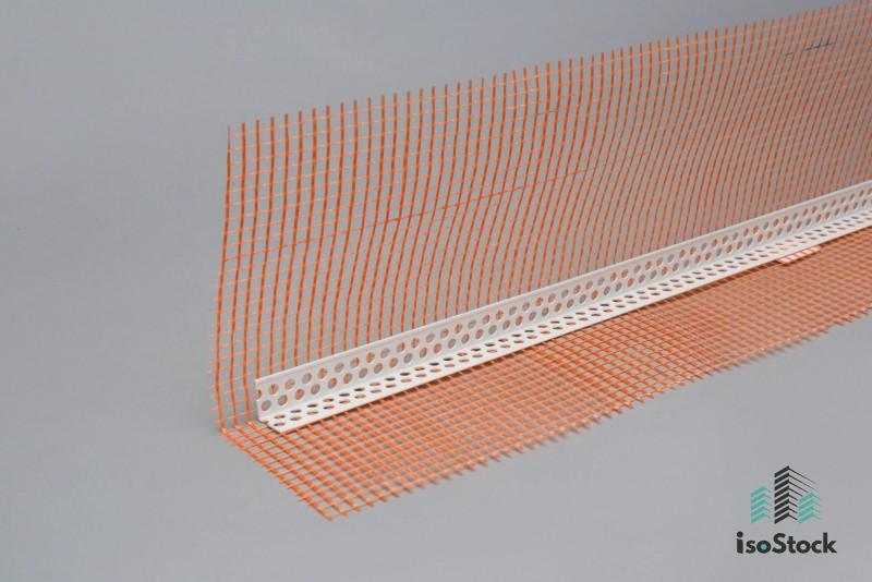 Profil colț PVC 20 × 20mm cu plasă 10 × 15 cm, 2.5m