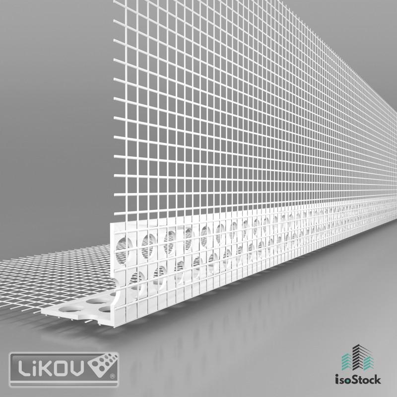 Profil colț PVC cu plasă 10 × 10 cm, premium, 2.5 m