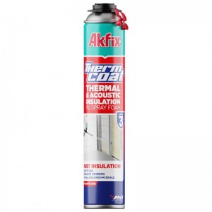 Akfix Thermcoat Spumă poliuretanică termo-fonoizolantă, aplicare cu pistol, 850 ml