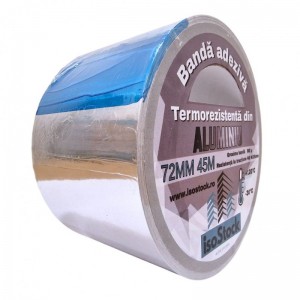 Bandă adezivă din aluminiu netedă termorezistentă 72 mm × 45 m