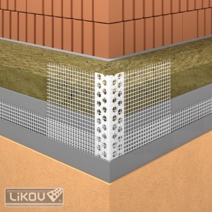Profil colț PVC cu plasă 10 × 10 cm, premium, 2.5 m